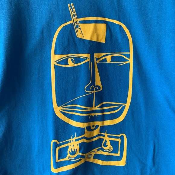 Bright Blue Vintage Jim Avignon Tiki Guy T-shirt - Picture 8 of 8